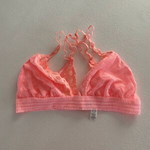 Aerie Pink Lace Bralette Size Small Sheer Floral Stretch Bra Top